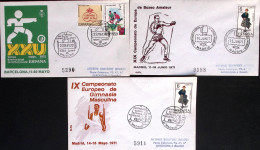 1971-SPAGNA 5 Annulli Speciali ARGOMENTO SPORTIVO Su Cinque Buste - Storia Postale