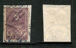 QUEENSLAND   EARLY 1900's 1 PENNY STAMP DUTY USED ON PIECE (CONDITION PER SCAN) (GL1-19) - Usados