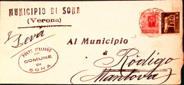 1944-Monumenti C.20 I Tipo + Imperiale C.5 Su Piego Sona (13.7) - Storia Postale