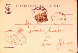 1945-Monumenti C.30 II^tipo Isolato Su Cartolina Leno (7.2) Per Distretto Non Ta - Marcofilie