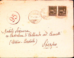 1944-Monumenti Coppia C.25 I Tipo Su Busta Sospirolo (22.7) - Storia Postale