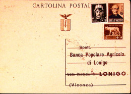 1944-Cartolina Postale Mazzini Sopr.privata B. Pop. Agricola Di Lonigo Con Fr.ll - Poststempel