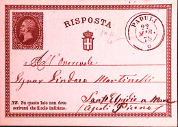 1878-PADULI C.2 (22.3) Su Cartolina Postale RP C.10 Risposta - Postwaardestukken