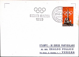 1959-ROMA GIOCHI XVII^OLIMPIADE Giornata Olimpica (25,9) Annullo Speciale Su Car - Juegos Olímpicos