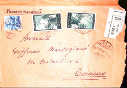 1949-Democratica Lire 15 E Due Lire 25 Su Raccomandata Bisenti (25.8) - 1946-60: Storia Postale