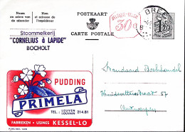 1959-Belgio Cartolina Postale F.1,20 + C.30 Tassello Pubblicitario Pudding Prime - Altri & Non Classificati