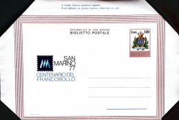 1977-SAN MARINO Biglietto Postale Lire 120 100 Francobollo Sanmarinese Nuovo - Ganzsachen