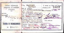 1935-TESSERA UN NAZ UFFICIALI CONGEDO Rilasciata Sezione Padova - Mitgliedskarten