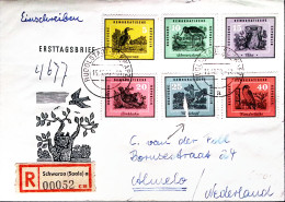 1959-GERMANIA DDR UCCELLI Serie Cpl. (413/8 P.25 Dif.) Su Racc. - Storia Postale