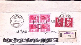 1945-(F=on Piece) Monumenti Blocco Quattro C.20 + Imperiale S.F. Coppia Lire 2 S - Poststempel