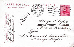 1921-Belgio Cartolina Postale C.10 Liegi (19.1) Per L'Italia Fori Spillo - Andere & Zonder Classificatie