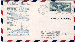 1939-U.S.A. Con Bel Cachet Trans-Atlantic FAM 18 "New York-Lisbona" - 1c. 1918-1940 Storia Postale