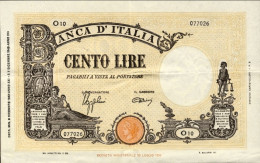 1944-biglietto Di Banca L.100 Barbetti-Testina-Fascio Data 10 Ottobre Firme Azzo - Otros & Sin Clasificación