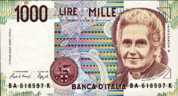 1990-Lire 1.000 Maria Montessori Stato Di Conservazione FDS - 1981-90: Marcofilie