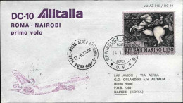 1973-San Marino Aerogramma I^volo Alitalia DC10 Roma-Nairobi,al Verso Affrancatu - Posta Aerea