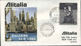 1973-San Marino Aerogramma Ufficiale Alitalia Volo Palermo-New York Del 17 Giugn - Posta Aerea