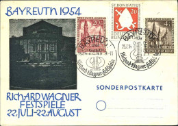 1954-Germania Cartolina Festivita' Wagneriane Affr. 20p.S.Bonifacio+Germania Ber - Brieven En Documenten