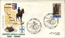 1974-lettera Illustrata Staffetta Postale A Cavallo Parma-Cremona Con Annullo Sp - 1971-80: Marcophilia