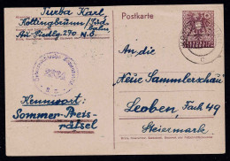 Postkarte Mit Eingedruckter Marke Gestempelt Kottingbrunn 31.VII.46  + Österreichische Zensurstelle 2334 - Altri & Non Classificati
