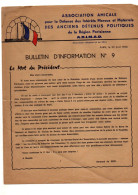 Bulletin D'information N°9 Association Amicale Défense Des Intérêts Moraux Matériels Des Anciens Détenus Politiques 1968 - Documents