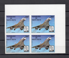 HAUTE VOLTA  PA   N° 168  NON DENTELE BLOC DE 4 TIMBRES  NEUF SANS CHARNIERE  COTE ? €  CONCORDE AVION GENERAL DE GAULLE - Haute-Volta (1958-1984)