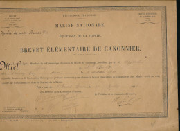 1928 à Bord Du Bateau Ernest Renan Brevet  élémentaire De Canonnier Miel Henry - Marine Nationale équipages - Boats