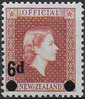 1959 New Zealand 6d. On 1½d. Brown-lake Official MNH SG N. O168 - Andere & Zonder Classificatie