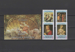 Antigua 1984 Paintings Correggio Set Of 4 + S/s MNH - Religie