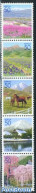 Japan 2001 Yamanashi Landscape 5v [::::], Mint NH, Nature - Flowers & Plants - Horses - Ongebruikt