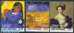 San Marino 2003 Paintings 3v, Mint NH, Art - Modern Art (1850-present) - Paintings - Paul Gauguin - Vincent Van Gogh - Nuevos