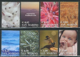 San Marino 2002 Definitives, Colours Of Life 8v, Mint NH, Nature - Animals (others & Mixed) - Birds - Flowers & Plants - Ungebraucht