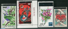 Benin 1986 Overprints 4v, Mint NH, Nature - Birds - Flowers & Plants - Unused Stamps