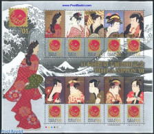 Japan 2001 Philanippon 10v+tabs M/s, Mint NH, Art - East Asian Art - Paintings - Nuovi
