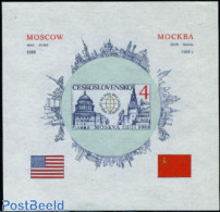 Czechoslovkia 1988 Visit Of Reagan To Moscow Imperforated S/s, Mint NH - Other & Unclassified