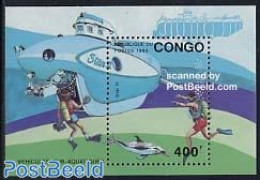 Congo Republic 1993 Submarines S/s, Mint NH, Sport - Transport - Diving - Ships And Boats - Immersione