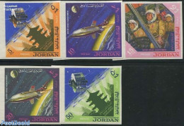 Jordan 1965 Space Exploration 5v, Imperforated, Mint NH, Transport - Space Exploration - Jordan