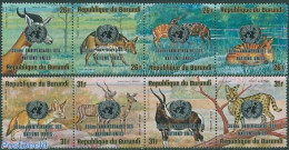 Burundi 1975 30 Years UNO 2x4v [:::], Mint NH, History - Nature - United Nations - Animals (others & Mixed) - Cat Family - Other & Unclassified