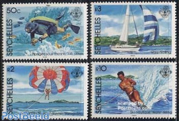 Seychelles 1984 Water Sports 4v, Mint NH, Sport - Various - Diving - Parachuting - Sport (other And Mixed) - Tourism - Immersione