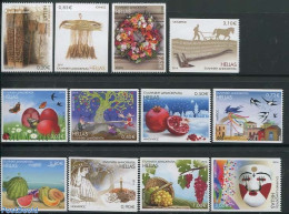 Greece 2014 12 Months In Folk Art 12v, Coil Stamps, Mint NH, Nature - Birds - Butterflies - Fruit - Horses - Wine & Wi.. - Ongebruikt