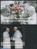 Saint Vincent & The Grenadines 2014 Mustique, Pope Francis Meets Pope Benedict XVI 2 S/s, Mint NH, Religion - Pope - R.. - Papes