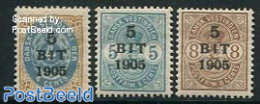 Danish West Indies 1905 Overprints 3v, Mint NH - Dinamarca (Antillas)
