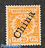 China (before 1949) 1898 German Post, 25Pf, Steep Overprint, Unused (hinged) - Other & Unclassified