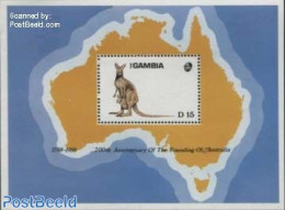 Gambia 1988 200 Years Australia S/s, Mint NH, Nature - Various - Animals (others & Mixed) - Maps - Geographie