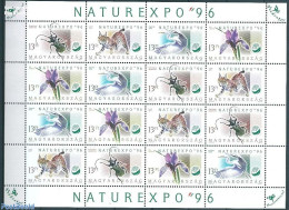 Hungary 1996 NATUREXPO M/s, Mint NH, Nature - Animals (others & Mixed) - Birds - Cat Family - Flowers & Plants - Insects - Nuovi