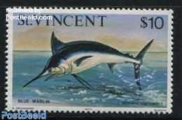 Saint Vincent 1977 $10, With Year 1977, Stamp Out Of Set, Mint NH, Nature - Fish - Peces