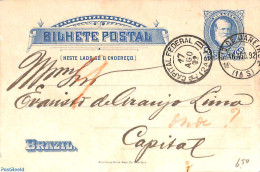 Brazil 1892 Postcard 40R, Used, Used Postal Stationary - Briefe U. Dokumente