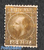 Netherlands 1867 50c Gold, Type I, Perf/ 12.75:11.75, Unused Without Gum, Unused (hinged) - Nuovi