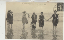 Trouville 14  ..Carte De La Sortie Du Bain Année 1900_Scenes De Plage Avec Enfant Et Chien - Trouville