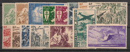 MARTINIQUE - 1942-47 - Poste Aérienne PA N°YT. 1 à 15 - Complet - 15 Valeurs - Neuf Luxe ** / MNH / Postfrisch - Aéreo