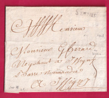 MARQUE ST DENIS SEINE 1748 LENAIN N°1 INDICE 21 POUR ISSIGNY CALVADOS LETTRE - 1701-1800: Précurseurs XVIII